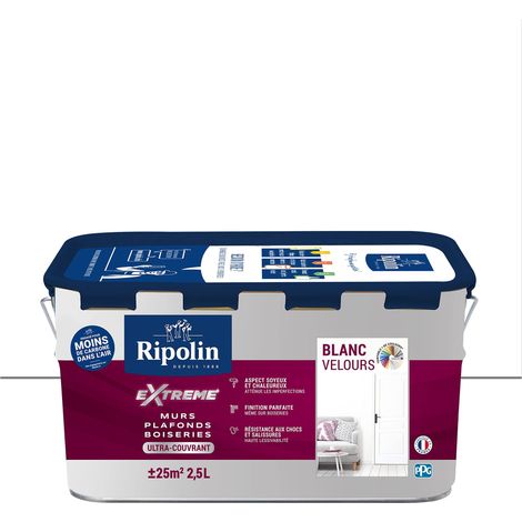 Peinture Extreme murs et plafonds - Blanc velours - RIPOLIN - 2,5 L