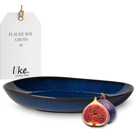 Coupe Plate Lave Bleu, 28 x 27 x 4,3 cm, Coupe en Grès pour des Accompagnements et des Plats plus Copieux, Résistante au Lave-Vaisselle et au Micro-ondes (1/5)