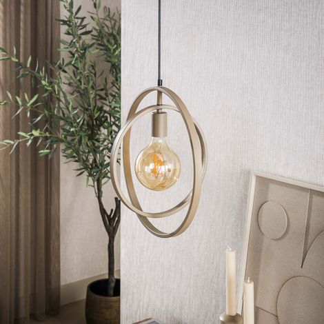 Suspension ronde 40x30x150 cm en métal beige - SYBIL (1/4)