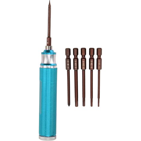 Kit d'outils de tournevis hexagonaux en aluminium pour voitures RC - Conception ergonomique et durable - Accessoire de réparation bleu (1/5)