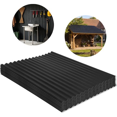 TolleTour Lot de 8 plaques ondulées ASA gris anthracite 117 x 93 cm, 1,5 mm, résistantes UV, acides, alcalis et sels, pour toiture extérieure (1/5)