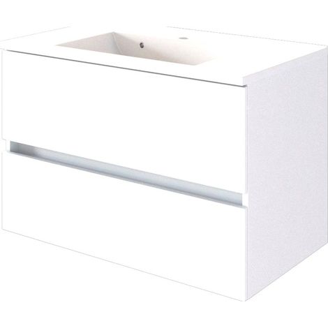 Badezimmer Möbel Waschtischunterschrank inkl. Waschbecken 80 cm ARLON-03 matt weiß BxHxT 80x56x47 cm (1/3)