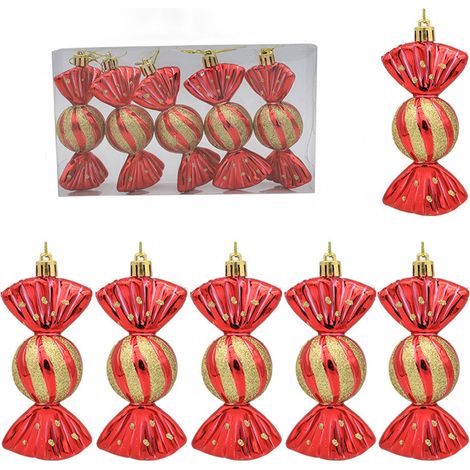 Décoration De Noël - Pendentif Arbre De Noël En Plastique Électroplaqué - Pour Vitrine Ou Comptoir - Boîte De 5 Pièces (1/2)