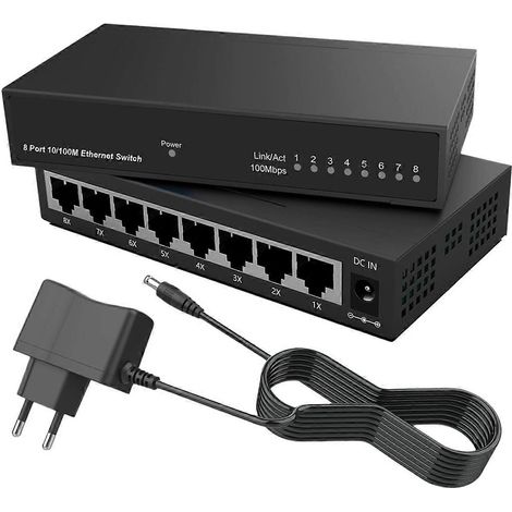 Commutateur Ethernet Gigabit 8 ports RJ45, hub, répartiteur Internet, commutateur intelligent, commutateur réseau Ethernet 10/100 Mbps, prise UE (1/5)