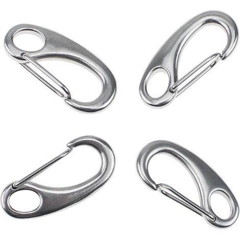 Kletterkarabiner aus Edelstahl 304, 30-mm-Schlaufe, silberner Federkarabiner für Camping, Wandern oder Bootfahren (1/5)