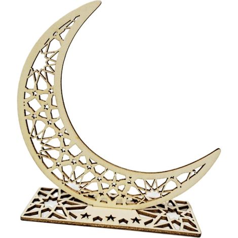 Décorations de Ramadan à faire soi-même : Artisanat et ornements en bois pour l’Aïd al-Fitr, adaptés aux décorations de fêtes musulmanes islamiques.