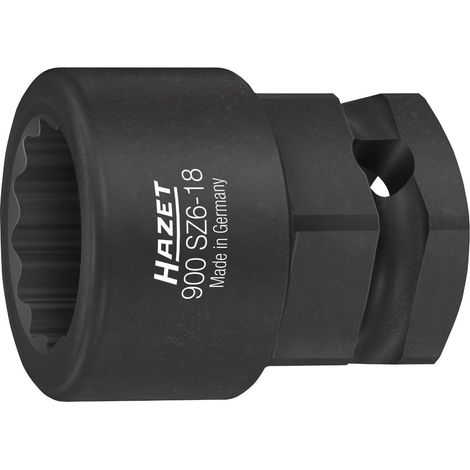 HAZET Inserto per chiave a bussola per albero motore 900SZ6-18 ∙ Quadrato 12,5 mm (1/2"), esagono esterno 24 mm ∙ Profilo esterno doppio esagonale di trazione ∙ 18 mm