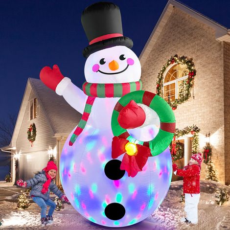 Guirlande d'hiver gonflable de Noël de 1,8 m, bonhomme de neige extérieure lumineuse, décoration de pelouse coloré gonflable à LED (1/5)