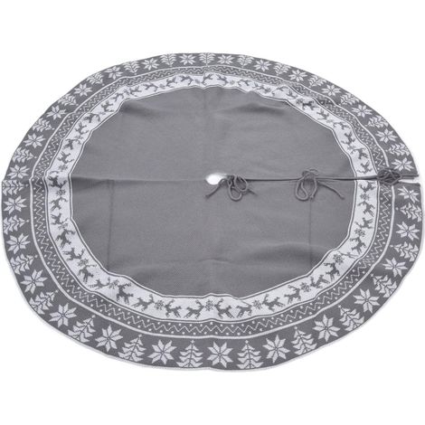 47.2in Jupe d'arbre de Noël, Jupe d'arbre de Noël tricotée Tapis de Support d'arbre de Noël réutilisable Protecteur de Sol Décorations de fête de Vacances de Noël(Gris) (1/5)