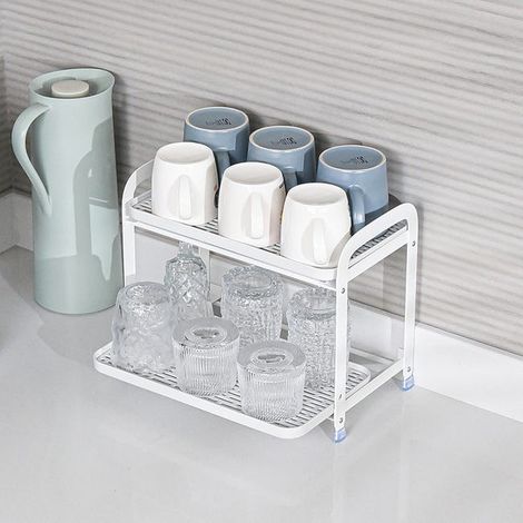 Portabicchieri compatto in acciaio e plastica 31,6×17×25,8 cm – Portabicchieri, pratico scolapiatti e salvaspazio (1/4)