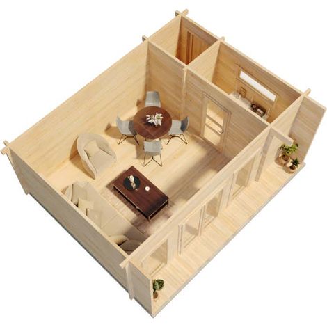 Alpholz Gartenhaus Modell Carla-70 ISO Gartenhaus aus Holz, Holzhaus mit 70 mm Wandstärke Blockbohlenhaus