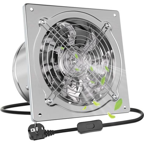 Ventilateur Extraction 250mm Ventilateur Mural 1750m³/h, Ventilateur Extracteur d'air Silencieux avec Clapet Anti-Retour, avec Plug pour Bureau Grenier Garage Cuisine Salle de Bain Comble (1/5)