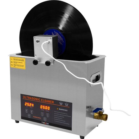 T-Mech Adattatore per vinile a ultrasuoni per la pulizia di dischi in vinile 1 - 5 x 33, 45, 78 Giri 15mm Spessore della fessura 10RVS al minuto 12V Alluminio anodizzato argento (1/5)
