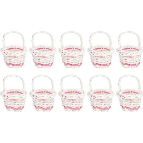 Lot de 10 petits paniers à fleurs tressés à main, pour la décoration de la maison ou du bureau.-6.00X4.00X3.00CM-White (1/4)