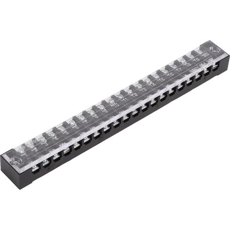 Lot de 25 borniers à vis TB-1520L double rangée 600V 15A 20 plots pour coffret électrique en ABS laiton (1/5)