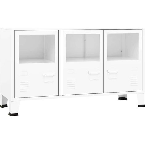 Maison Exclusive - Credenza Bianca Industriale 105x35x62 cm in Metallo e Vetro