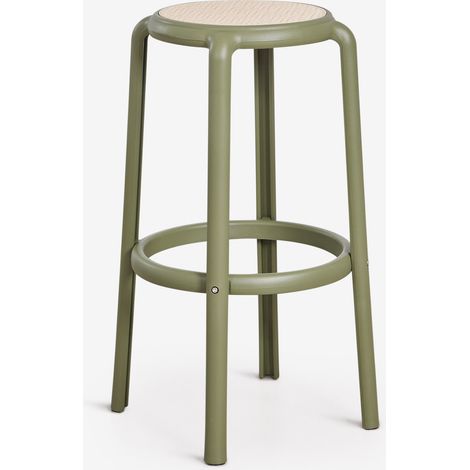 SKLUM Pack mit 2 hohen Hockern Omara Tiefes Grün Olive ↑75 cm                                 