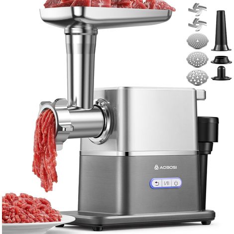 Leiser Fleischwolf Elektrisch, 3000W Max Mit DC-Motor, Nur 60 dB, Auto-Rücklauf & Verstaubarem Stopfer-3 Geschwindigkeitsstufen, Zum Wolfen, Wurst-Und Kibbe-Herstellen, Für Den Hausgebrauch (1/5)