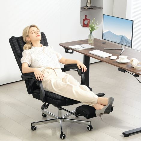 Chaise de bureau pivotante, dossier inclinable, hauteur réglable, 65 x 61 x 105-113 cm, noire (1/5)