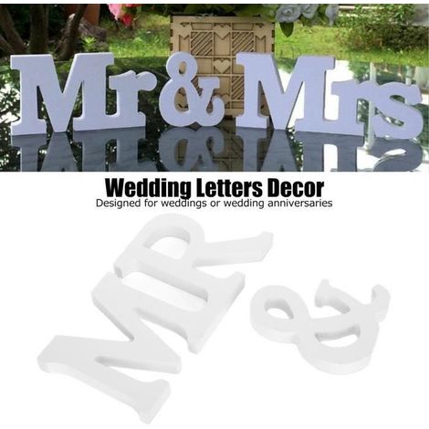 accessoires de photographie de lettres en bois Mr et Mme Wedding Panneau en bois Décoration Lettres en bois Décor pour la (1/4)