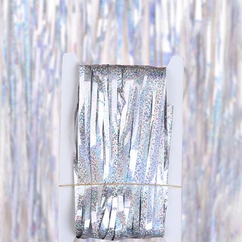 2 Rideaux à franges, 1x2m, brillant, adhésif, décoration fête (1/5)
