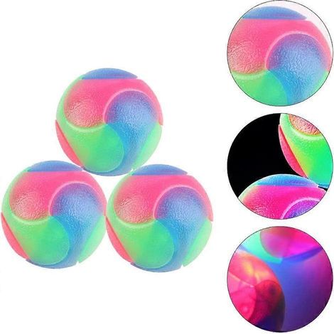Lot de 3 balles élastiques lumineuses pour chiens, chatons et chiens, jouet interactif phosphorescent. (1/4)