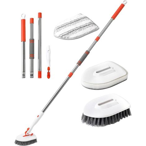 Brosse pour carrelage, inox, double tête, poils durs, pour sol (1/5)