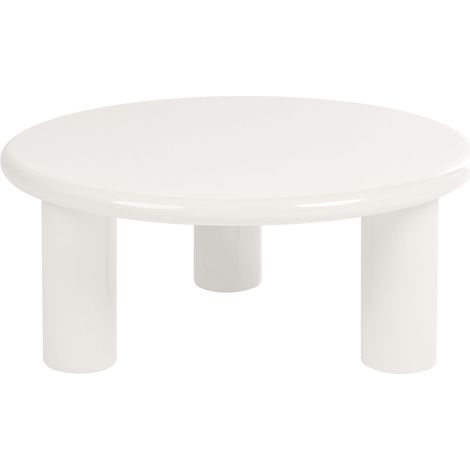 Coffee Table Off-White MDF Glossy Finish Round Smooth Top ø 80 cm Modern Scandinavian Design Living Room ITASCA (1/5)