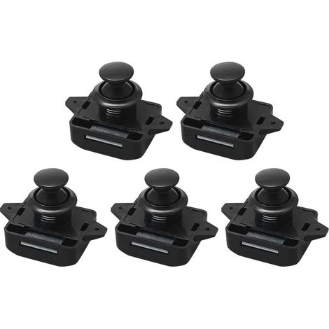 Loquet à bouton-poussoir, Lot de 10 Bouton Poussoir Verrou Armoire Loquet Sans Clé, Loquet à Bouton Poussoir Ajustement 15-18mm épaisseur Bateau Van Yacht (1/5)