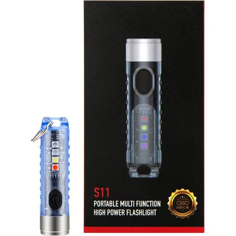 (Bleu) Mini lampe torche de camping LED d'extérieur, format de poche et longue durée de vie de la batterie. (1/5)