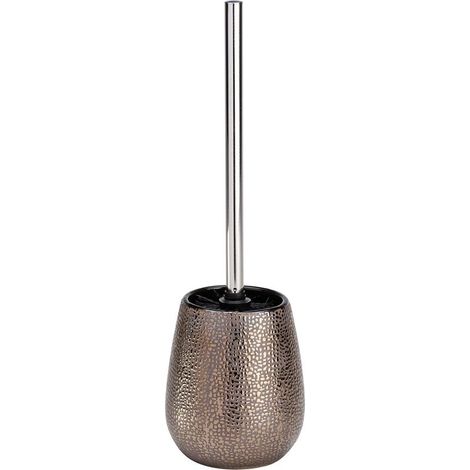 Brosse WC céramique marron avec vernis brillant – Tête remplaçable noire Ø 7,5 cm – Dimensions Ø 12,5 x H 41 cm