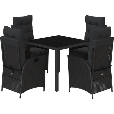 Maison Exclusive - 5-tlg. Garten-Essgruppe mit Kissen Schwarz Pol
