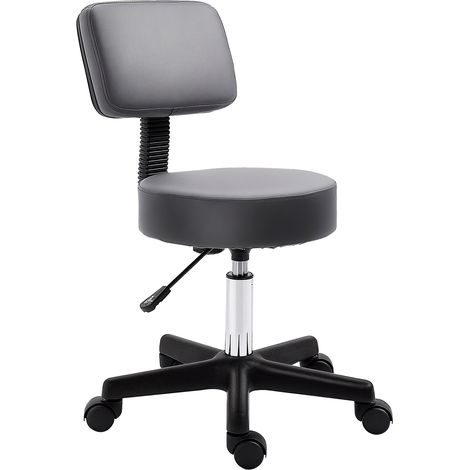 Salonhocker, höhenverstellbar, ergonomisch, 360° drehbar, 5 Rollen, synthetischer Bezug, Grau