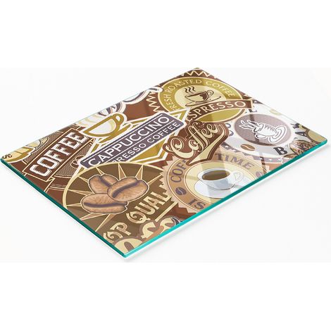 Tablero de cocina de vidrio templado con gráficos decorativos para cafetería, 80x52 cm. (1/5)
