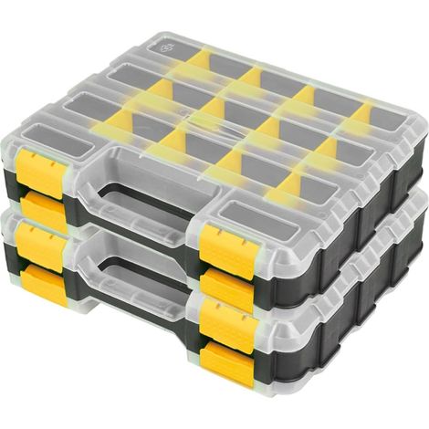 Boîte de rangement de matériel à 34 compartiments avec séparateurs amovibles en plastique durable double face Boîte à outils pour écrous, boulons, vis, clous (1/5)