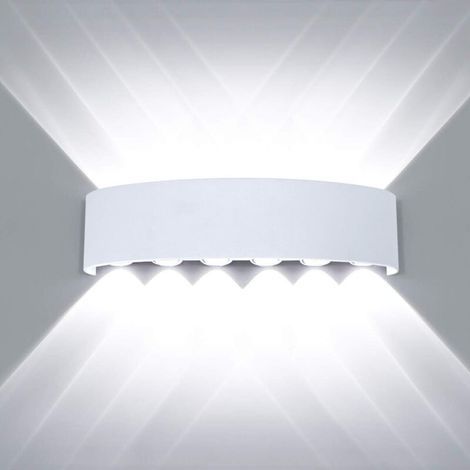 Moderne, wasserdichte LED-Wandleuchte, Wandleuchte mit nach oben/unten gerichteter Leuchte, LED-Wandfluter aus Aluminium, für den Innen- und Außenbereich, z. B. für Badezimmer, Schlafzimmer, Flur, Woh (1/5)