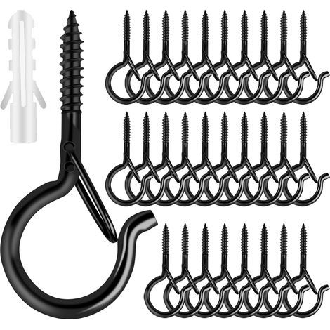 Crochets filetés, crochets pour éclairage de terrasse avec boucle de sécurité, crochets, 35 pièces (1/5)