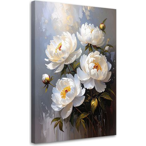 Cuadro en Lienzo Flores de peonía blancas plantas 20x30 (1/5)