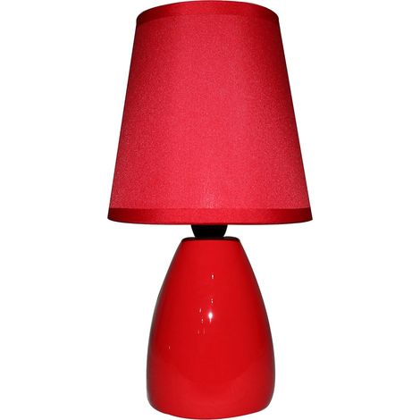 King Home TISCHLAMPE ROT Keramik runder Sockel 10x25h cm (1/4)