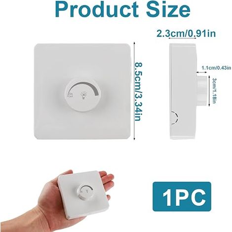Interrupteur variateur pour lampe LED à intensité variable 86 x 86 mm 110-250 V 10-16 A 1-400 W - Interrupteur rotatif encastré - Régulation de la vitesse en continu pour ampoules à incandescence et (1/4)