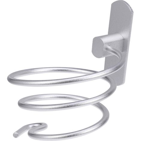 Soporte para secador de pelo de aluminio liso, compatible con secadores de pelo de alta resistencia.