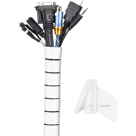 ZOLGINAH Cache Cable, 2m Gaine Souple Electrique Cable Management pour Ranger ou Cacher Les TV PC Câbles, Gestion des Câbles pour Maison et Bureau, 2m - ∅22mm, Blanc