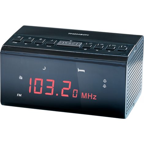 Radio Reloj Thomson con Alarma Dual
Especificaciones:
-Radio FM
-Despertador por timbre/radio
-Funciones de siesta, sueño y repetición de alarma
-Alar