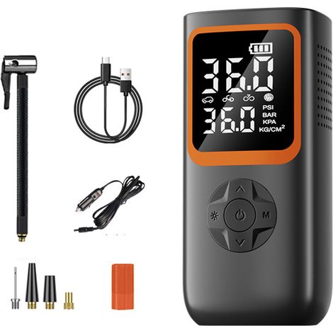 Lntyq Gonfleur de pneus Portable - Pompe à air sans Fil 150PSI pour pneus de Voiture avec manomètre et lumière LED, gonflage 2X Plus Rapide Compresseur d'air électrique pour Voiture, vélo, Moto, Ball