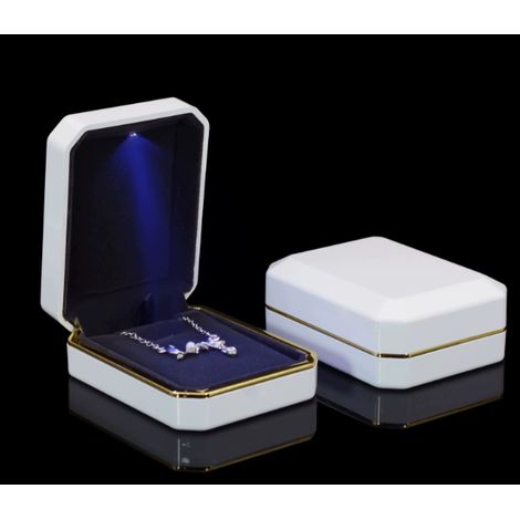 Lot de 2 boîtes à pendentif de luxe avec lumière LED, organisateur de bijoux, étui de rangement pour colliers, bracelets, bagues, pendentifs, étui de rangement pour demande en mariage, fiançailles, ca (1/5)
