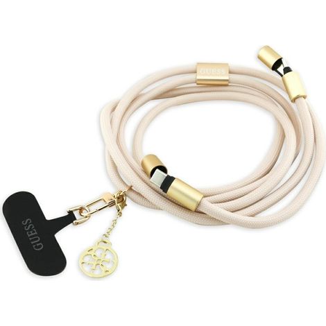 Bandoulière Guess 4G Charm - Dragonne universelle pour téléphone / Câble USB-C vers USB-C 1,5 m (Beige) (1/4)