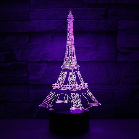 Lampe de chevet LED 3D Tour Eiffel de Paris (1/4)