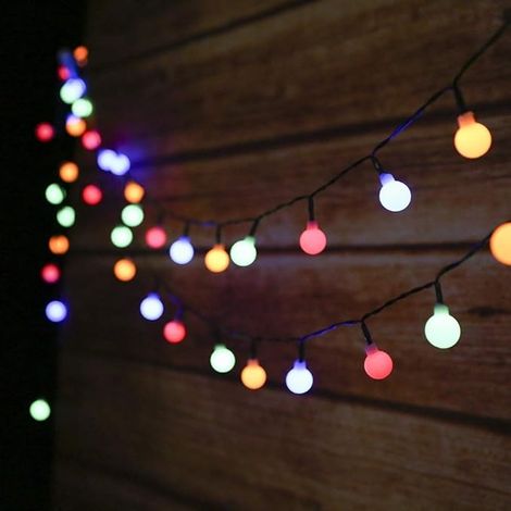 Guirlande lumineuse solaire extérieure de 50 LED, 6,9 m, décorative, étanche IP44, 8 modes d'éclairage. (1/5)