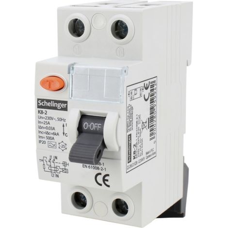 Disyuntor diferencial 2P 40A 30ma Schelinger A03-K8-2-40-030 (1/5)