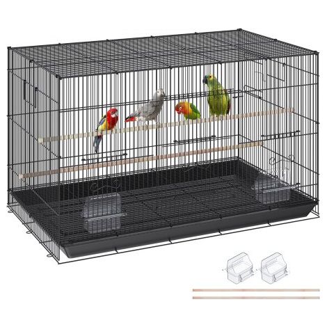 Vogelvoliere 76x46x45cm Vogelkäfig aus Q195-Kohlenstoffstahl Vogelhaus für 2-3 mittelgroße bis große Vögel Voliere mit Sicherheitstür Vogelheim Vogelbauer (1/5)
